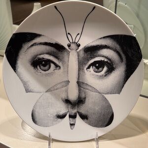Fornasetti Black and White Butterfly Face Plate